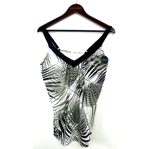 New Coco Reef Women Sz 34DD Core V Neck Bra Sized Tankini Top Endless Palm E2 - Picture 3 of 12